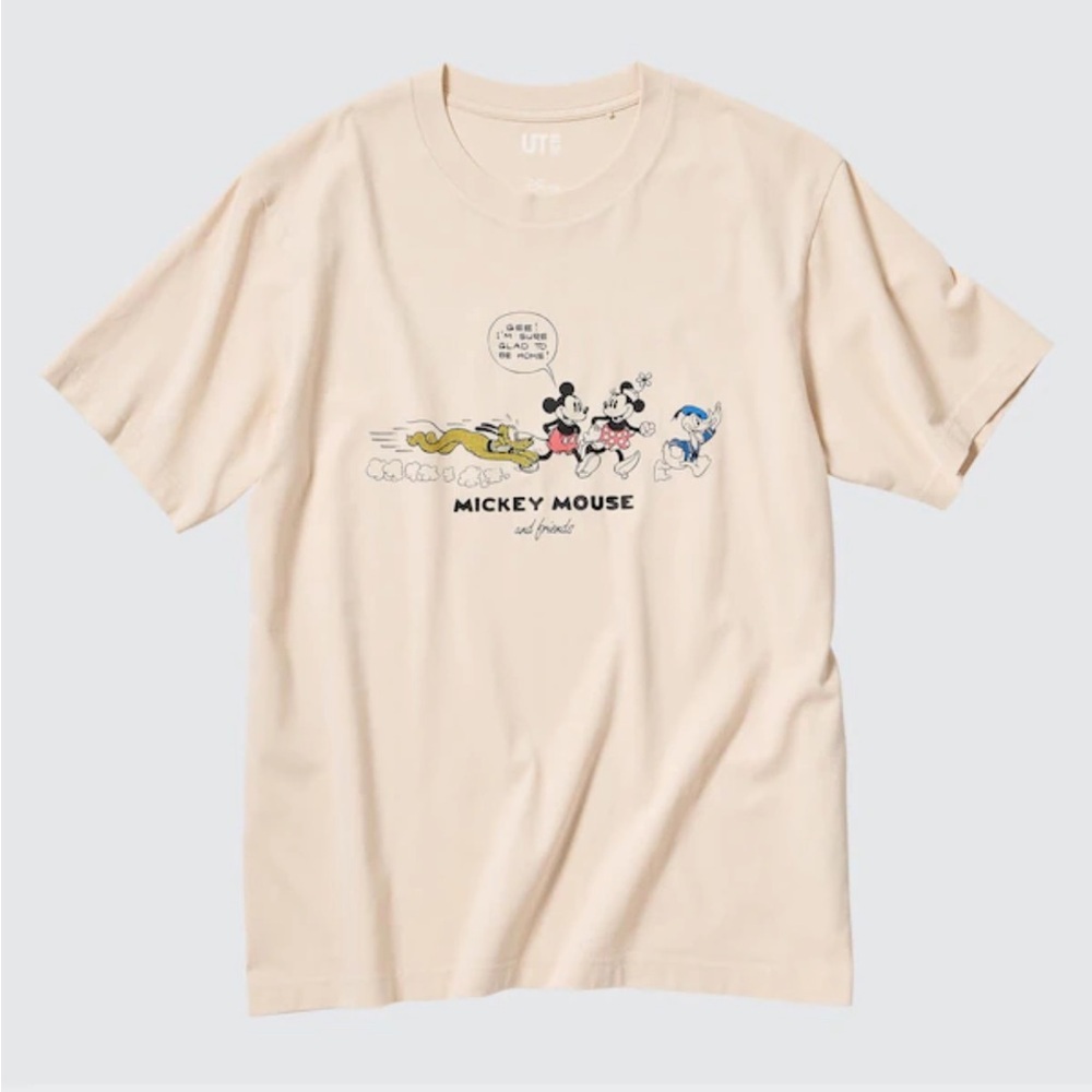Disney Uniqlo UT Logo Tee in Cream Size S. Unisex model